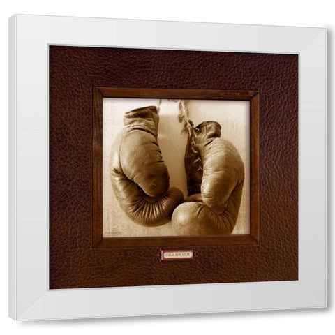 Vintage Boxing White Modern Wood Framed Art Print by Appleman, Sam