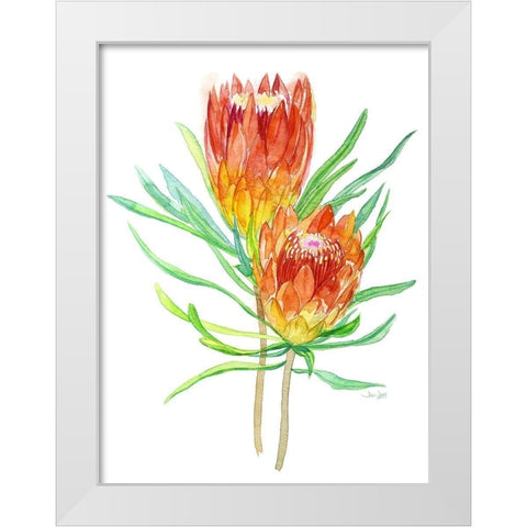 Tropical Blossoming White Modern Wood Framed Art Print by Jing, Jin