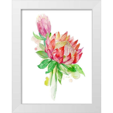 Tropical Blooming White Modern Wood Framed Art Print by Jing, Jin