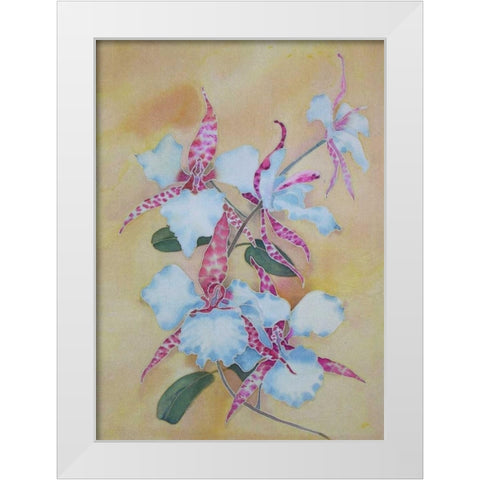Floral White Modern Wood Framed Art Print by Mayskaya, Alisa