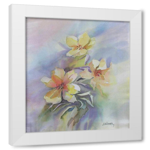 Floral White Modern Wood Framed Art Print by Mayskaya, Alisa
