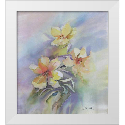 Floral White Modern Wood Framed Art Print by Mayskaya, Alisa