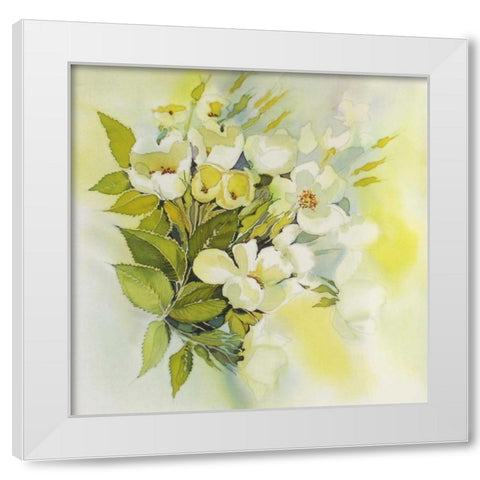 Soft Floral White Modern Wood Framed Art Print by Mayskaya, Alisa