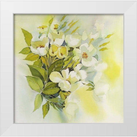 Soft Floral White Modern Wood Framed Art Print by Mayskaya, Alisa