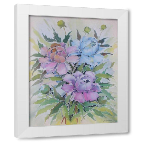 Soft Floral White Modern Wood Framed Art Print by Mayskaya, Alisa