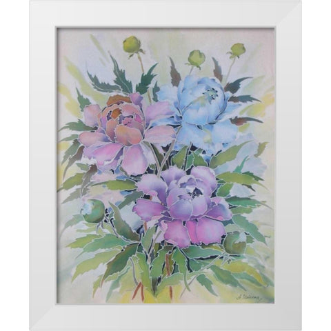 Soft Floral White Modern Wood Framed Art Print by Mayskaya, Alisa