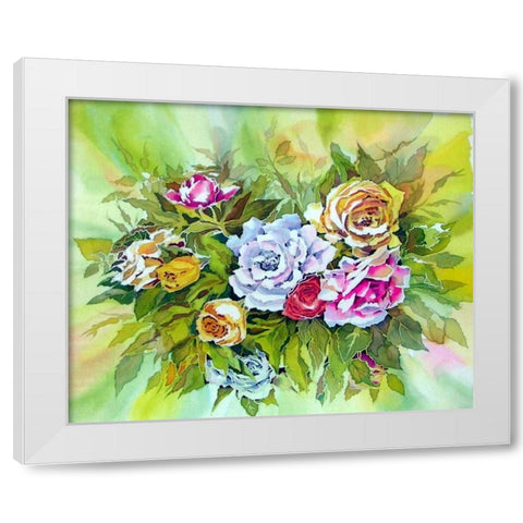 Roses White Modern Wood Framed Art Print by Mayskaya, Alisa