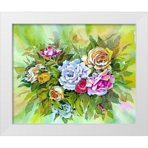 Roses White Modern Wood Framed Art Print by Mayskaya, Alisa