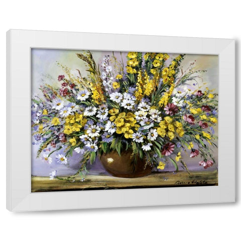 Treasure of daisies White Modern Wood Framed Art Print by Paleta, Anna