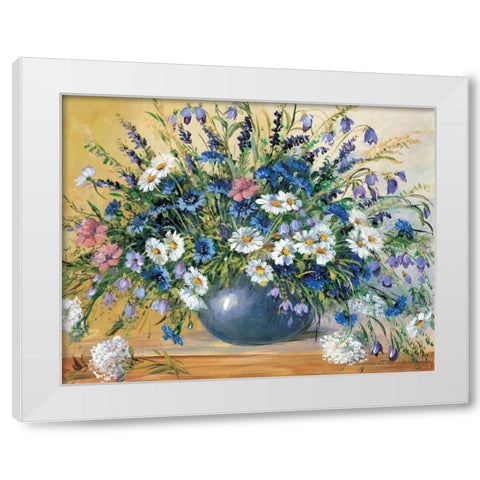 Vase with cornflowers White Modern Wood Framed Art Print by Paleta, Anna