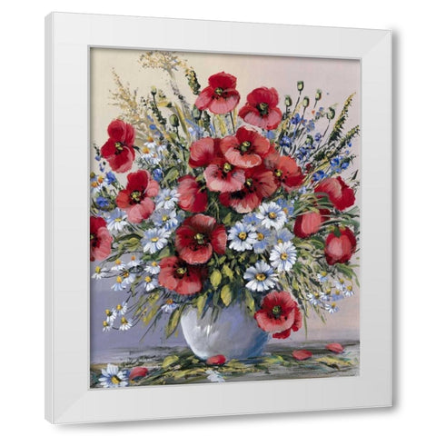 Red poppies White Modern Wood Framed Art Print by Paleta, Anna