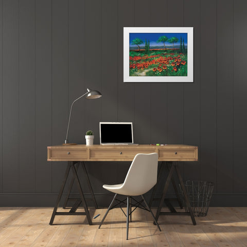 Field of primroses White Modern Wood Framed Art Print by Paleta, Anna