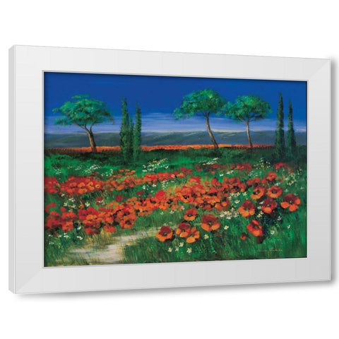 Field of primroses White Modern Wood Framed Art Print by Paleta, Anna