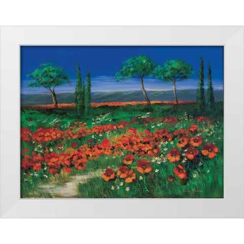 Field of primroses White Modern Wood Framed Art Print by Paleta, Anna
