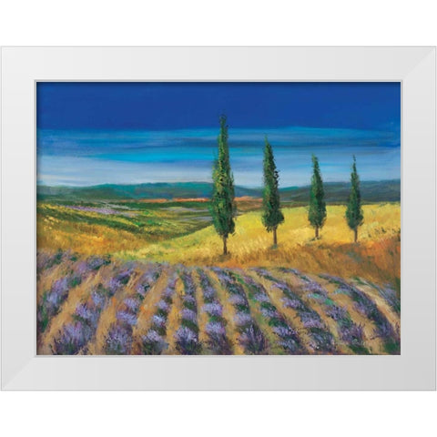 Field of lavender White Modern Wood Framed Art Print by Paleta, Anna