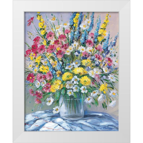 Cheerful flowers I White Modern Wood Framed Art Print by Paleta, Anna