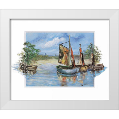 Sailing boats White Modern Wood Framed Art Print by Schottler, Katharina