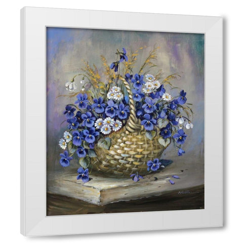 Basket in blue White Modern Wood Framed Art Print by Schottler, Katharina