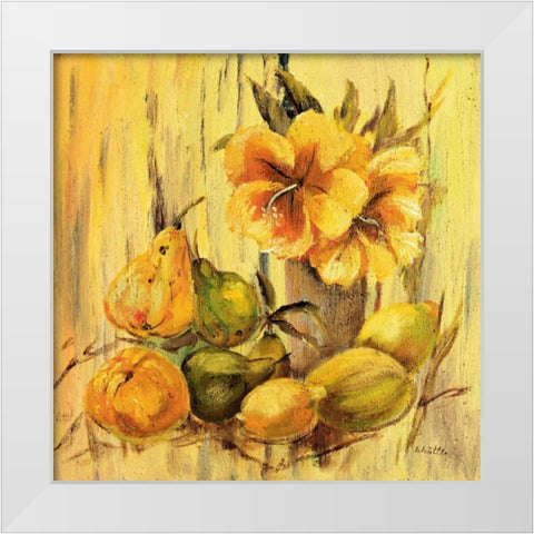 Yellow creation I White Modern Wood Framed Art Print by Schottler, Katharina