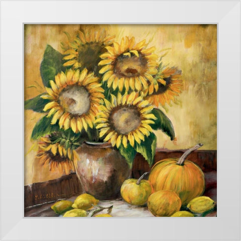 Sunflower bouquet lV White Modern Wood Framed Art Print by Schottler, Katharina