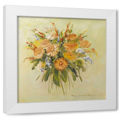 Tradition bouqet III White Modern Wood Framed Art Print by Schottler, Katharina