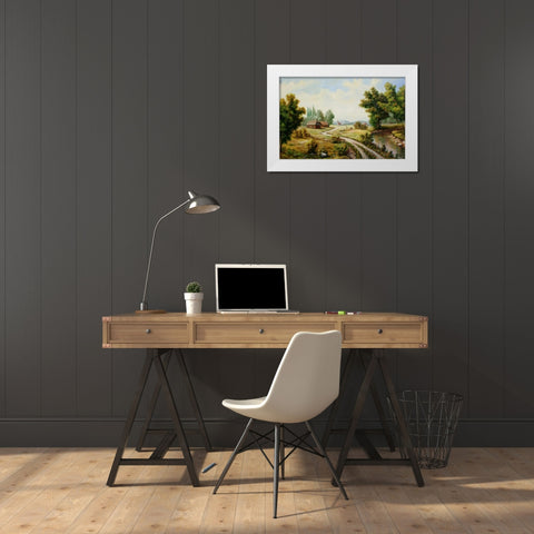 Selyskij Pejzaz White Modern Wood Framed Art Print by Vlagyislav, Najgyonov