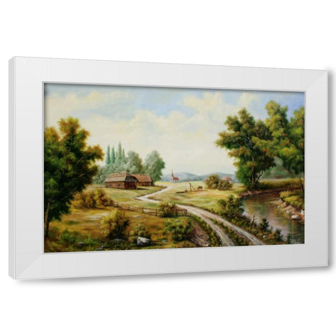 Selyskij Pejzaz White Modern Wood Framed Art Print by Vlagyislav, Najgyonov