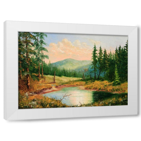 Gornoe Ozero White Modern Wood Framed Art Print by Vlagyislav, Najgyonov