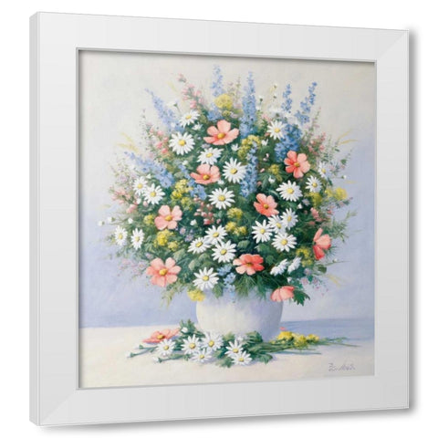 Bouquet in pink White Modern Wood Framed Art Print by Motz, Peter