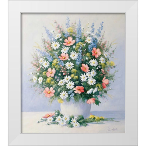 Bouquet in pink White Modern Wood Framed Art Print by Motz, Peter