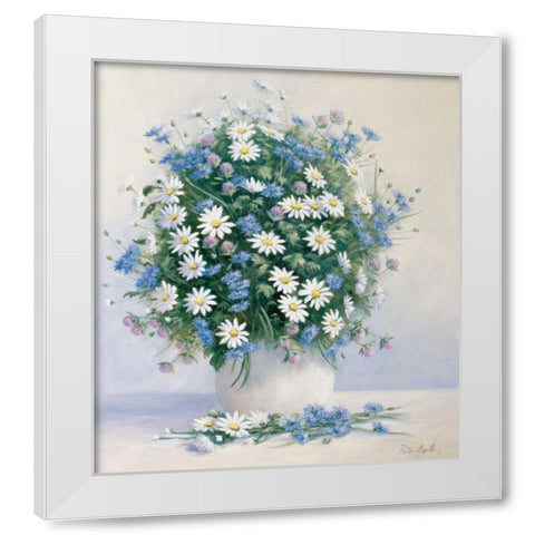 Bouquet in blue White Modern Wood Framed Art Print by Motz, Peter
