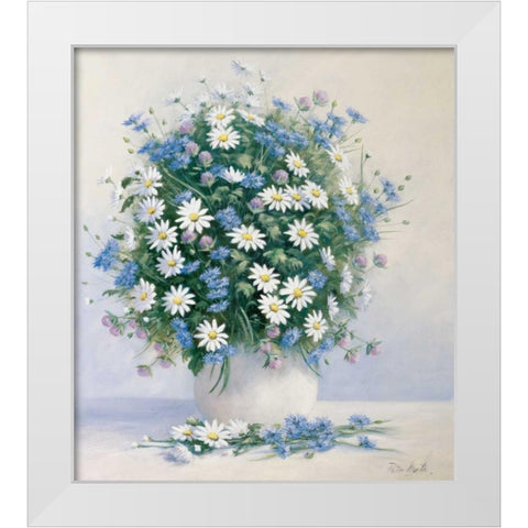 Bouquet in blue White Modern Wood Framed Art Print by Motz, Peter