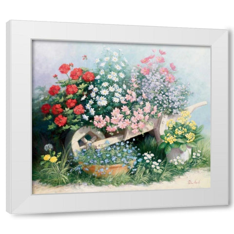 Flower parade White Modern Wood Framed Art Print by Motz, Peter