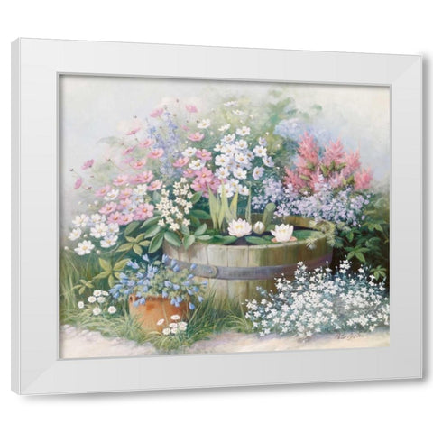 Water-lilies White Modern Wood Framed Art Print by Motz, Peter