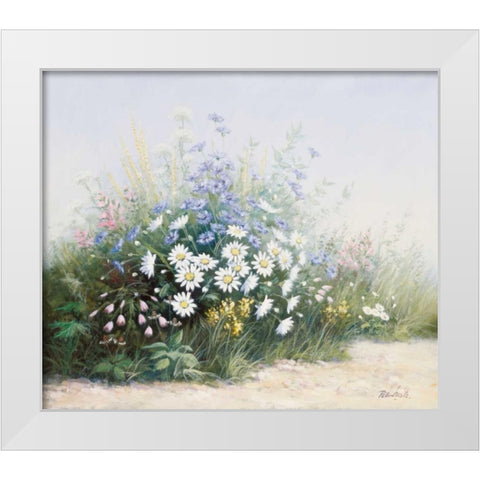 Flower serenade White Modern Wood Framed Art Print by Motz, Peter