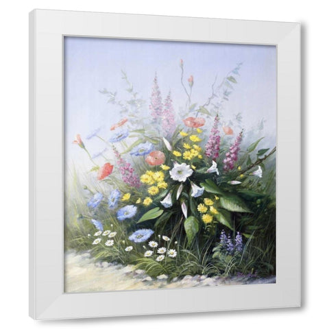 Floral symphony White Modern Wood Framed Art Print by Motz, Peter