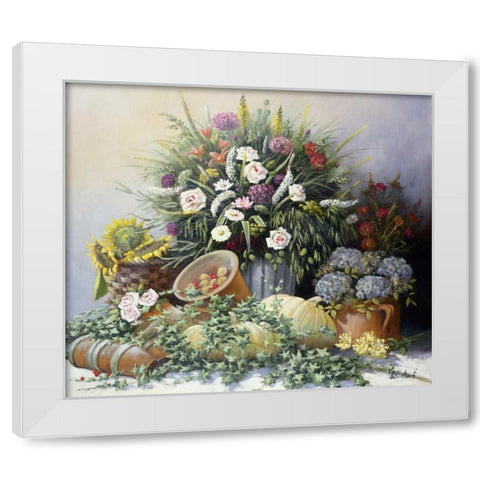 Pumpkins White Modern Wood Framed Art Print by Motz, Peter