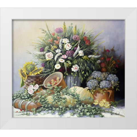 Pumpkins White Modern Wood Framed Art Print by Motz, Peter