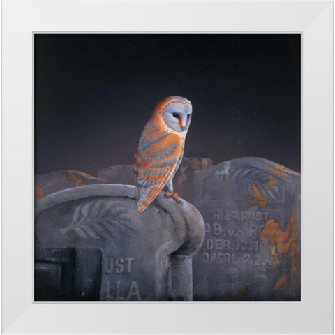 Grafeyard owl White Modern Wood Framed Art Print by Weenink, Ruud