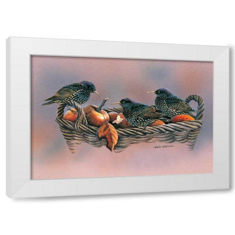 Family birds White Modern Wood Framed Art Print by Weenink, Ruud
