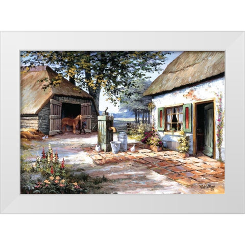 The farm White Modern Wood Framed Art Print by Withaar, Reint