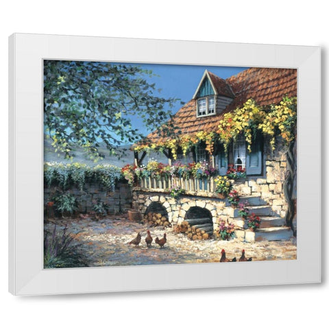 Sunny yard White Modern Wood Framed Art Print by Withaar, Reint