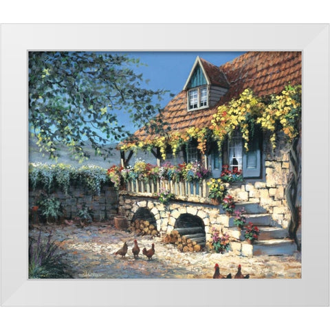 Sunny yard White Modern Wood Framed Art Print by Withaar, Reint