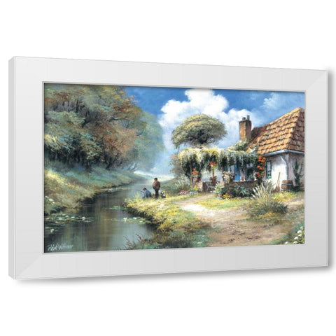 Fishing men White Modern Wood Framed Art Print by Withaar, Reint