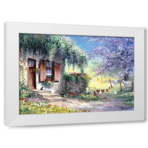 Unexpected visitors White Modern Wood Framed Art Print by Withaar, Reint