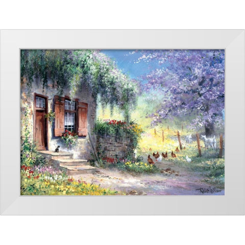 Unexpected visitors White Modern Wood Framed Art Print by Withaar, Reint