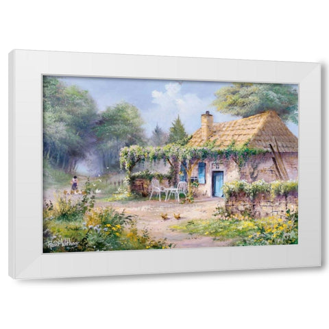Blue door White Modern Wood Framed Art Print by Withaar, Reint