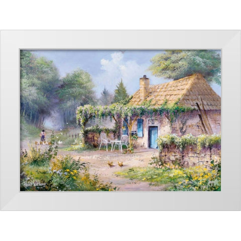 Blue door White Modern Wood Framed Art Print by Withaar, Reint