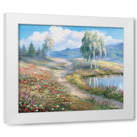 The lake White Modern Wood Framed Art Print by Withaar, Reint