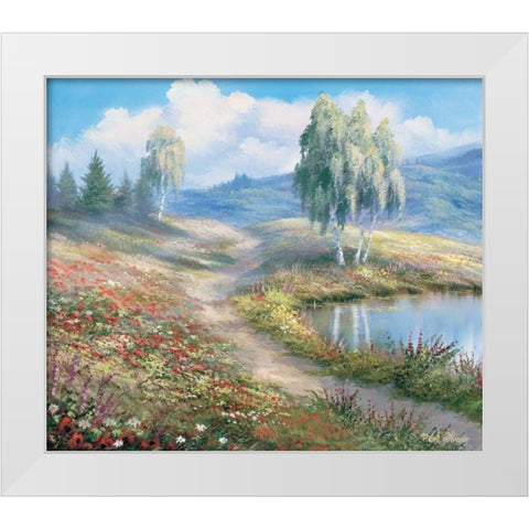 The lake White Modern Wood Framed Art Print by Withaar, Reint
